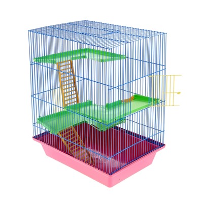 Клетка для грызунов Гризли 4 с пластиковыми полками и лесенками, 41 х 30 х 52 см, микс