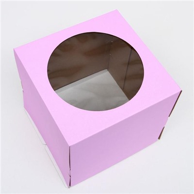Кондитерская коробка, с окном, сиреневая, 30 х 30 х 30 см
