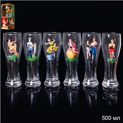 Кружка для пива 500 мл / 303-Д Pin-up beer /уп 12/