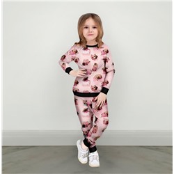 Детский костюм со свитшотом Мопсы в розовом