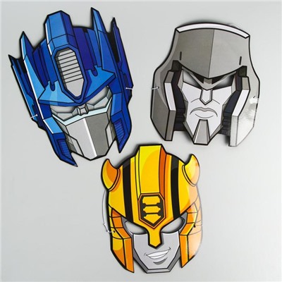 Набор карнавальных масок Микс, 3 шт, Transformers