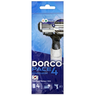 Станок для бритья с несъемной головкой DORCO PACE-4 (10 шт.) в коробке, FRA 100-10P (10X1шт =10 станков)