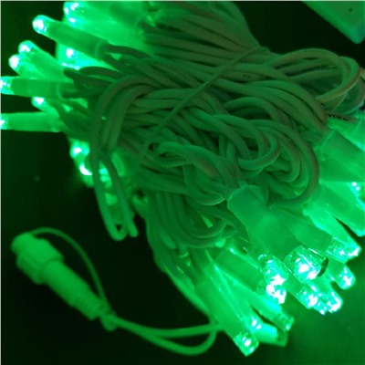 Светодиодная гирлянда Гирлянда уличная нить 100 светодиодов, 8мм, 10 метров, коннектор, зеленый (провод белый)