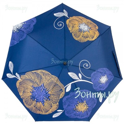 Зонт синий с цветочным принтом женский Три слона L3768-54K