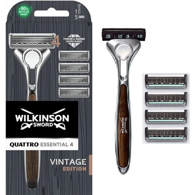 Станок для бритья Schick (Wilkinson Sword) QUATTRO Titanium Vintage Edition (+5 кассет)