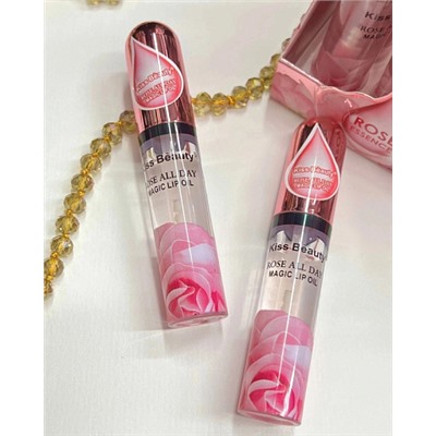 Проявляющийся блеск для губ Kiss Beauty Rose all day magic lip oil