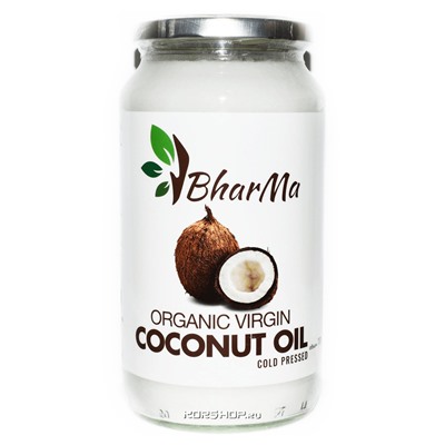 Кокосовое масло органик 100% натуральное, первый холодный отжим, нерафинированное BharMa, 920мл