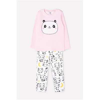 Пижама для девочки Crockid К 1546 пыльно-розовый + панды на белом