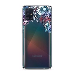 Силиконовый чехол Голубые розы верх на Samsung Galaxy A51