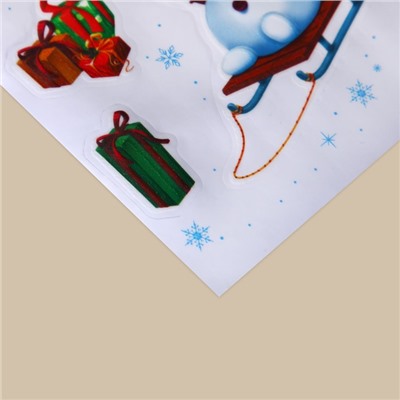 Наклейка со светящимся слоем «Снеговичок», 10.5 × 14.8 см