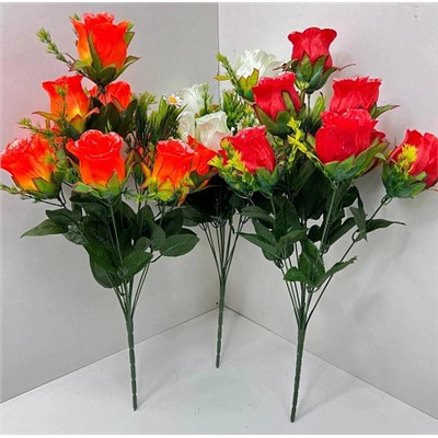 Цветок искусственный декоративный Роза средняя (7 бутонов) 55 см