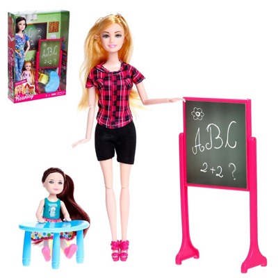 Кукла модель шарнирная "Первая учительница" с малышкой и аксессуарами МИКС 6936177