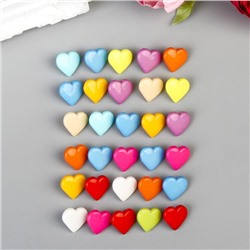 Пуговицы пластик для творчества на ножке "Цветные сердечки" набор 30 шт 1,7х1,7 см