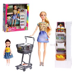 Кукла модель шарнирная "Джессика в супермаркете" с малышом и аксессуарами МИКС 6887659