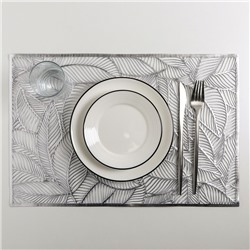 Салфетка сервировочная на стол «Листопад», 45×30 см, цвет серебряный