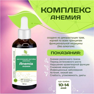 Настойка растительная комплекс Anemia Formula Анемия, железодефицит 100 мл.