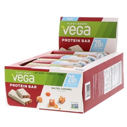 Vega, Протеиновый бар, соленая карамель, 12 батончиков, 2,5 унции (70 г)