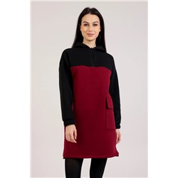 Платье женское Текс-Плюс, цвет черный бордовый