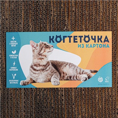 Когтеточка из картона с кошачьей мятой «Котопончик», волна, 22 х 45 см