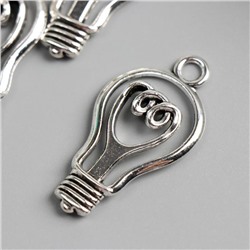 Декор для творчества металл "Лампа Эдисона" серебро 4,6х2,4 см