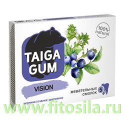Смолка Taiga Gum "VISION" блистер №5 по 0,8 г, в растит. пудре, без сахара  "Алтайский нектар"