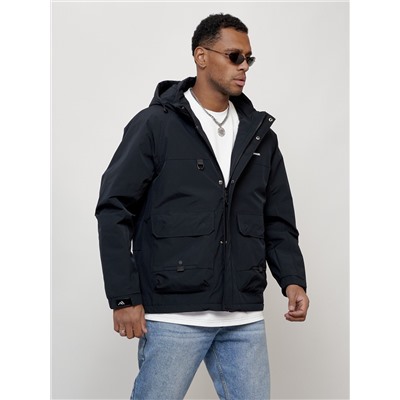 Куртка молодежная мужская весенняя с капюшоном темно-синего цвета 708TS