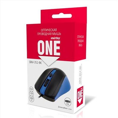 Мышь оптическая Smart Buy SBM-352-BK ONE (blue/black)