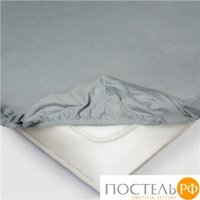 Простынь на резинке 160x200x20 трикотажная цвет серый