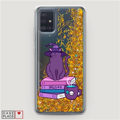 Жидкий чехол с блестками Magic Cat на Samsung Galaxy A51