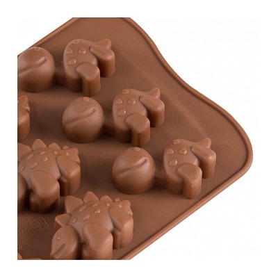 Форма силиконовая для шоколада "Динозавры" 20*10 см, 12 ячеек