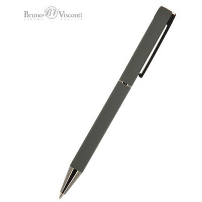 Ручка автоматическая шариковая 1.0мм "BERGAMO" синяя, серый металлический корпус 20-0246 Bruno Visconti