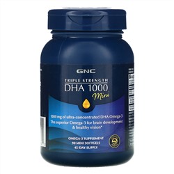 GNC, Triple Strength DHA 1000 Mini, 500 мг, 90 мягких капсул
