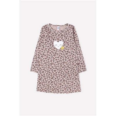Сорочка для девочки Crockid К 1158 сердечки леопард на бежево-сером