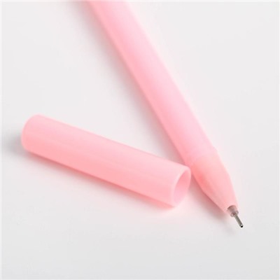 Ручка фигурная пластиковая «Лама» , цвет розовый, черная гелевая паста