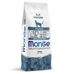 Сухой корм Monge Cat Speciality Line Monoprotein Sterilised для кошек, форель, 10 кг