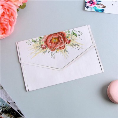 Свадебное приглашение в цветном конверте «Вместе навсегда», с тиснением, белый