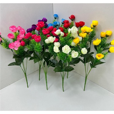 Цветы искусственные декоративные Букет роз (15 бутонов) 35 см
