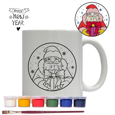 019-0299 Кружка-раскраска "Дед Мороз с подарком"