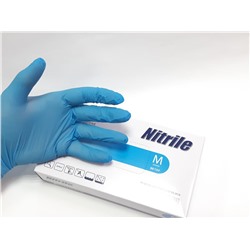 Перчатки NITRILE нитриловые голубые 50пар 100шт размер M