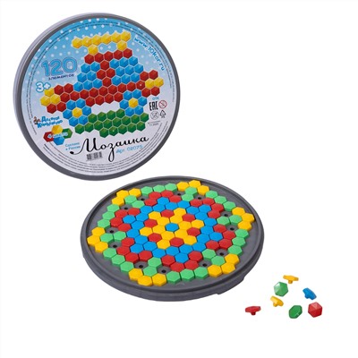 Мозаика шестигранная 120 эл (круглая пласт.коробка)