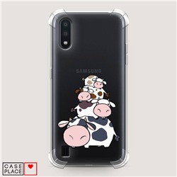 Противоударный силиконовый чехол Happy cows на Samsung Galaxy A01