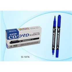 Маркер CD/DVD двусторонний 1-0.5 мм синий G-107A/син/ Basir