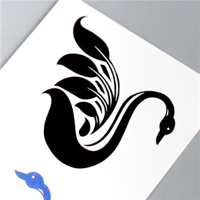 Татуировка на тело чёрная "Лебеди" 10,5х6 см