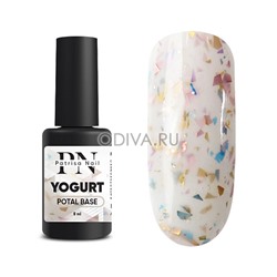 Patrisa nail, POTAL Yogurt base - каучуковая база с разноцветной поталью (молочная), 8 мл