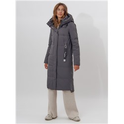 Пальто утепленное женское зимние темно-серого цвета 113135TC