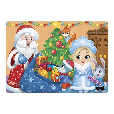 Пазл детский «Дед Мороз и Снегурочка», 54 элемента