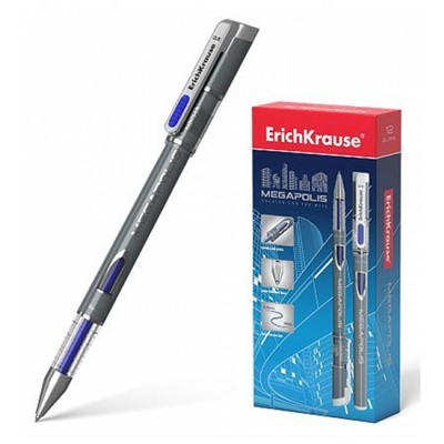 Ручка гелевая MEGAPOLIS 0.5мм gel синяя ЕК92 ErichKrause