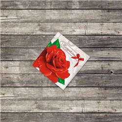 Мини–открытка «Поздравляю», красная роза, 7 х 7 см