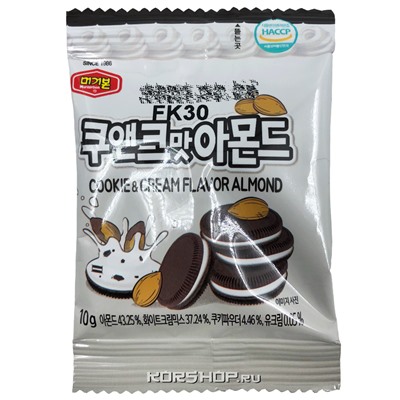 Обжаренный миндаль со вкусом печенья и сливок Murgerbon, Корея, 10 г Акция