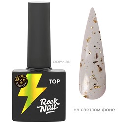 RockNail, Gold Potal - глянцевый топ с золотой поталью, 10 мл